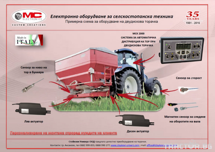 Прецизно земеделие Система за автоматично поддържане на нормата на прилагане - MC Electronics MCM 2000 0 - Трактор БГ