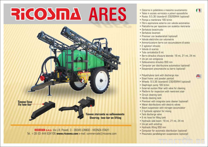 Пръскачки Ricosma ARES 0 - Трактор БГ