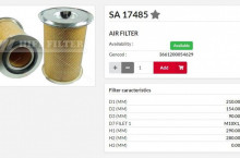 HIFI FILTER Въздушен филтър груб SA17485 = АМ419/4 = 1180867	= RS3992