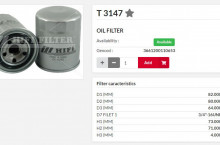 HIFI FILTER Маслен филтър T3147 = P502069 = 1520801B02
