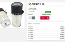 HIFI FILTER Въздушен филтър груб SA10387K = 1024947M91 = P181052