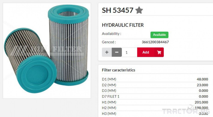Филтри HIFI FILTER Хидравличен елемент SH53457 = 937903Q = PXWL210 0 - Трактор БГ