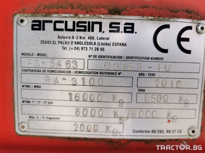 Ремаркета и цистерни Самотоварещо ремарке за бали Argusin FS 5463 2 - Трактор БГ