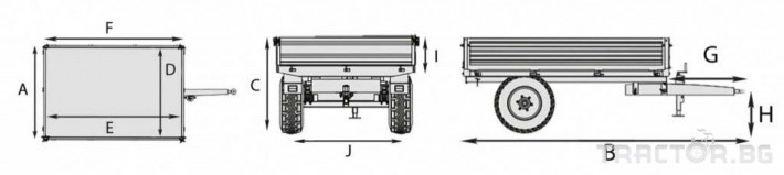 Ремаркета и цистерни GRAECUS Ремарке Дву-Осно DT2500-H 6 - Трактор БГ