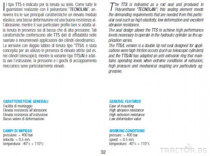 Други Уплътнения за прът TTS - хидравлични цилиндри 1 - Трактор БГ