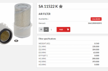 HIFI FILTER Въздушен филтър груб с перки - SA11522 K  = P775749 = PA2778FN = AF4923K