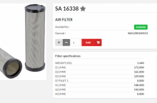 HIFI FILTER Въздушен филтър фин - SA16338 = P548901 = RS3927 = AF25596M